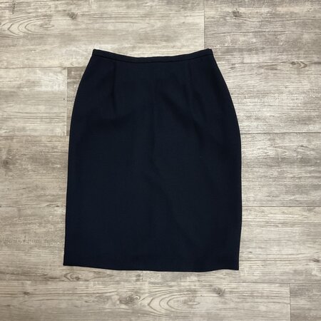 Lined Navy Crepe Skirt - Size 8