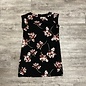 Black Floral Dress with Cap Sleeves - Size M