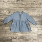 Denim Peplum Top with Mandarin Collar - Size 12M