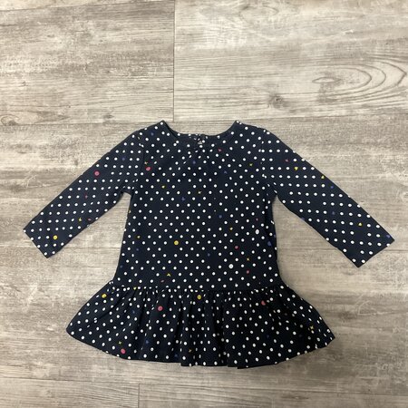 Navy Jersey Dress with Colored Dots - Size 6-9M