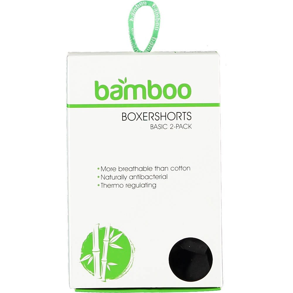 Mens Bamboo Basic Boxers - Black - 2 Pack