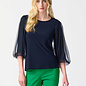Navy Top with Mesh Sleeves - Navy