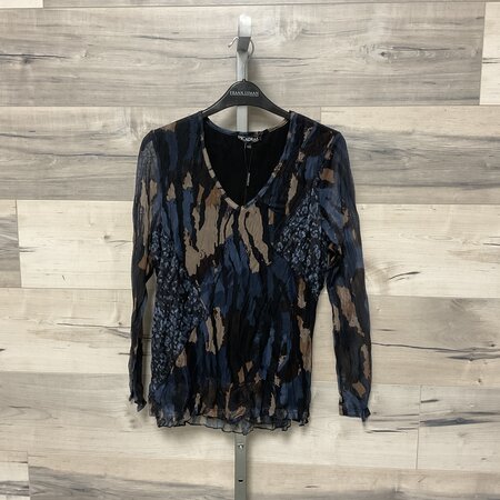 Lace Insert Top - Blue/Taupe