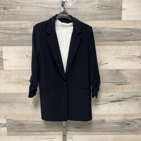 Alora Blazer with Ruched Sleeves - Navy