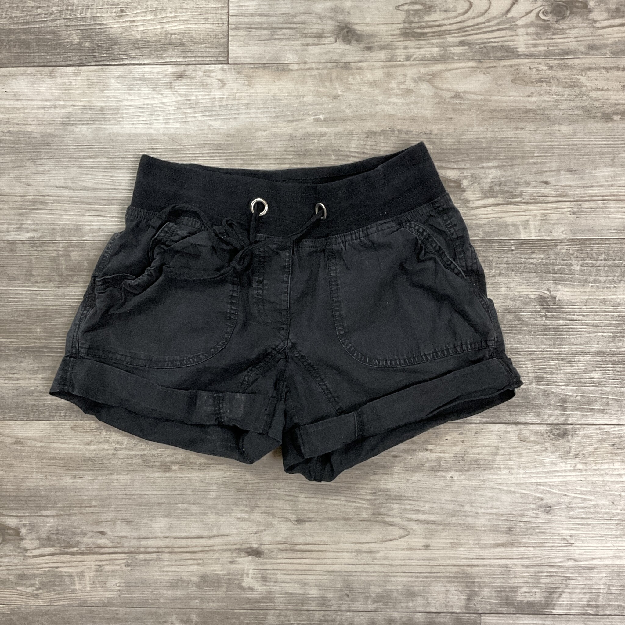 Black Shorts with Pockets and Drawstring - Size S