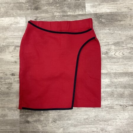 Red Cotton Skirt with Navy - Size 42