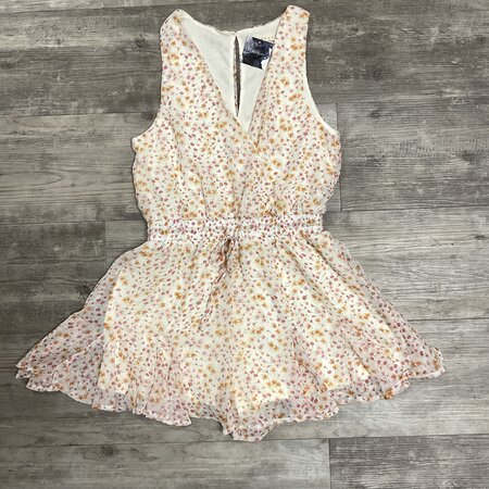 Cream Romper with Flowers - Size M