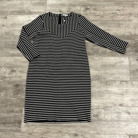 Long-sleeved Black and White Striped Dress - Size XL