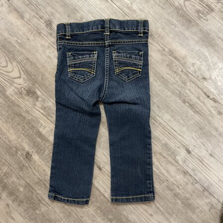 Dark Wash Jeans with Yellow Stitching - Size 86