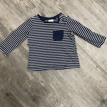 Navy Striped Shirt with Dotted Pocket - Size 68