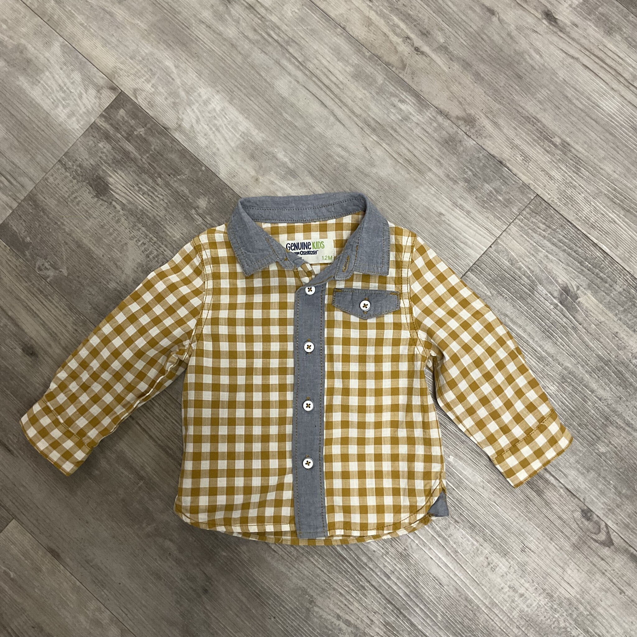 Checkered Button Down with Contrast Collar - Size 12M
