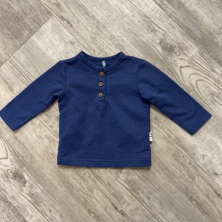 Blue Soft Shirt with Wooden Buttons - Size 6-9M