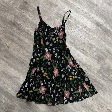 Black Floral Sundress - Size M