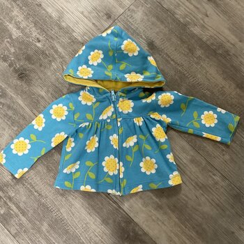 Daisy Print Hooded Sweater - Size 3M