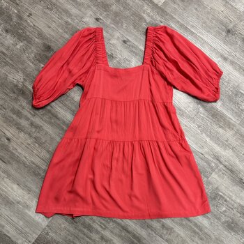 Bright Coral Tiered Dress - Size L