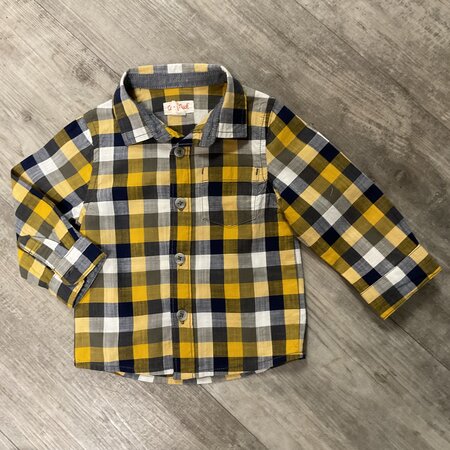 Navy and Yellow Checkered Button Down - Size 12M