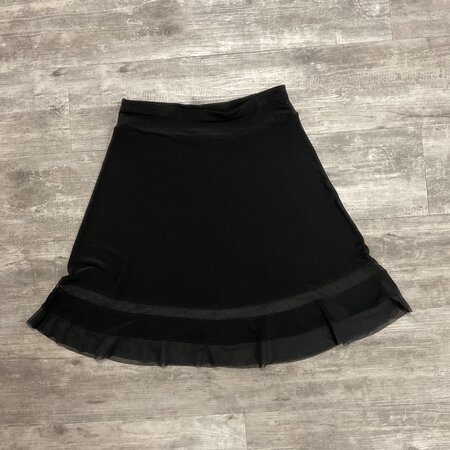 Flared Black Skirt with Lace Trim - Size M