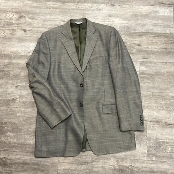 Grey Plaid Suit Jacket- Size XL