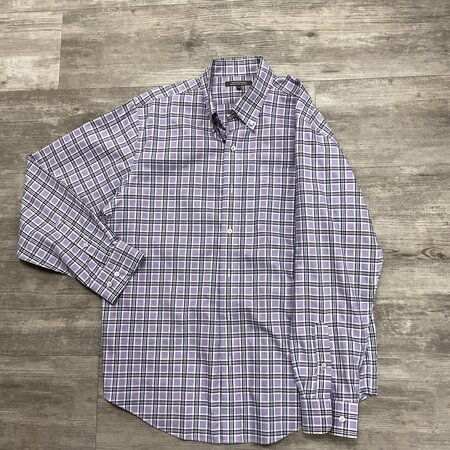 Purple and Navy Plaid Dress Shirt - Size L