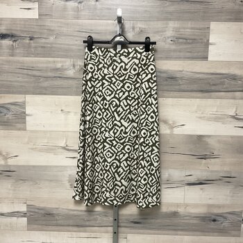 Olive Abstract Print Maxi Skirt