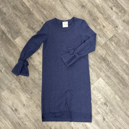 Blue Knit Dress with Sleeve Tie Size S