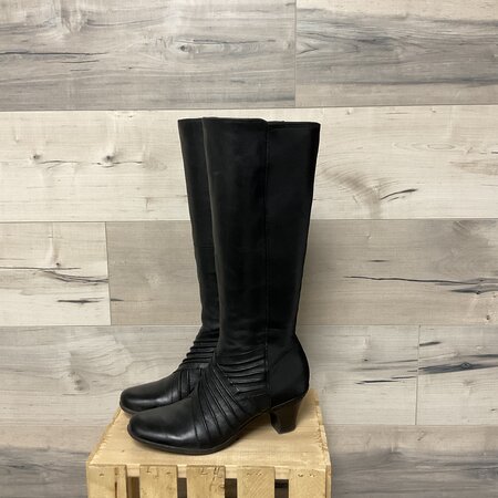 Tall Black Boot with Heel Size 8.5
