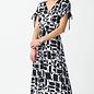 Geometric Maxi Dress with Ruched Ties
