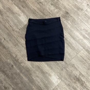 Navy Textured Pencil Skirt - Size M