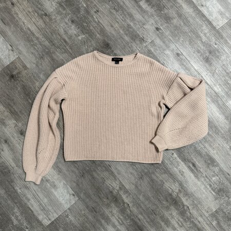 Blush Knit Sweater with Dropped Puff Sleeve - Size S