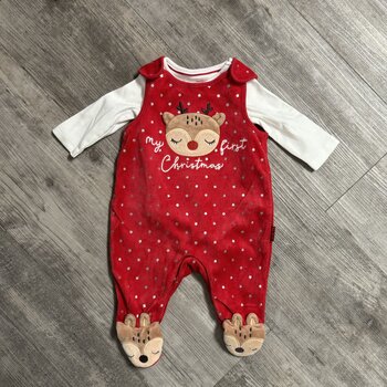 My First Christmas Overall and Onesie Set - Size 62