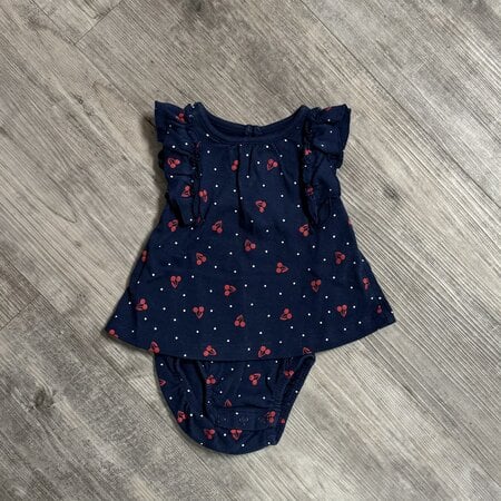 Cherries Tunic with Attached Onesie - Size 0-3M
