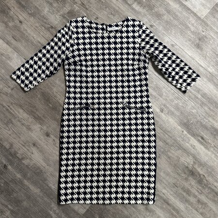 Navy and Off White Houndstooth Dress - Size L