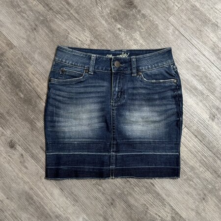 Short Jean Skirt with Frayed Hem - Size 0