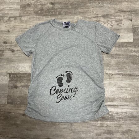 ‘Coming Soon’ Grey Melange T-shirt - Size L