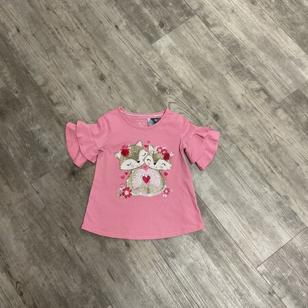 Pink Fox Sequence Shirt - Size 5/6
