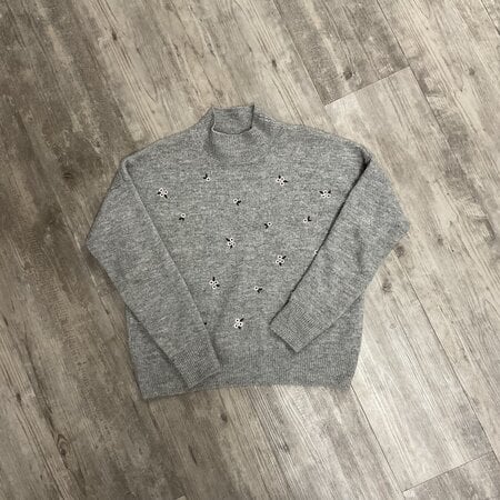 Grey Sweater with Daisy Print - Size S