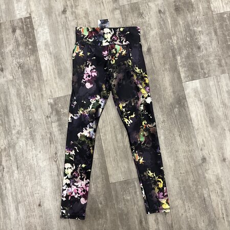 Charcoal Athletic Leggings with Flowers - Size 10/12