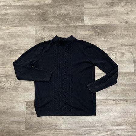 Navy Knit Sweater with Turtle Neck - Size M
