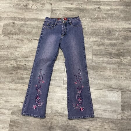 Jeans with Pink Distressing and Stitch - Size 12