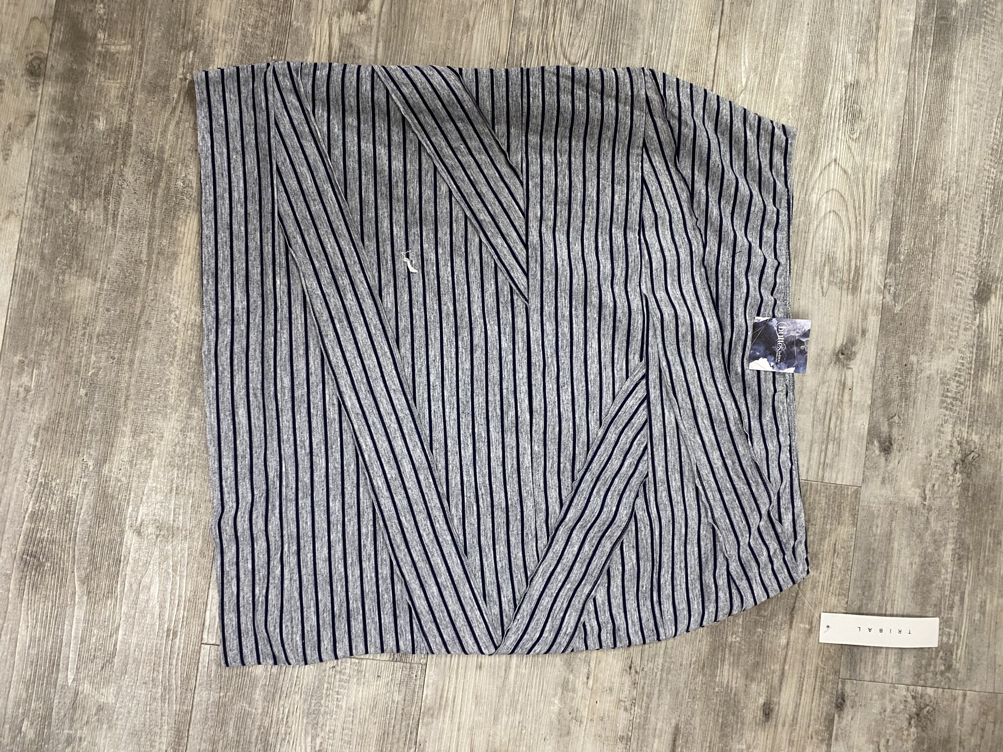 Navy and Grey Striped Skirt - Size XL