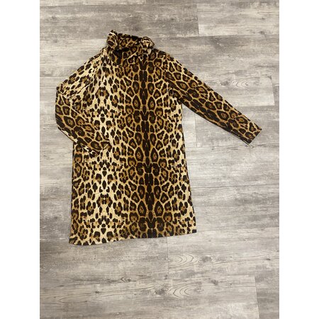 Leopard Dress with Cuffed Neck - Size 44