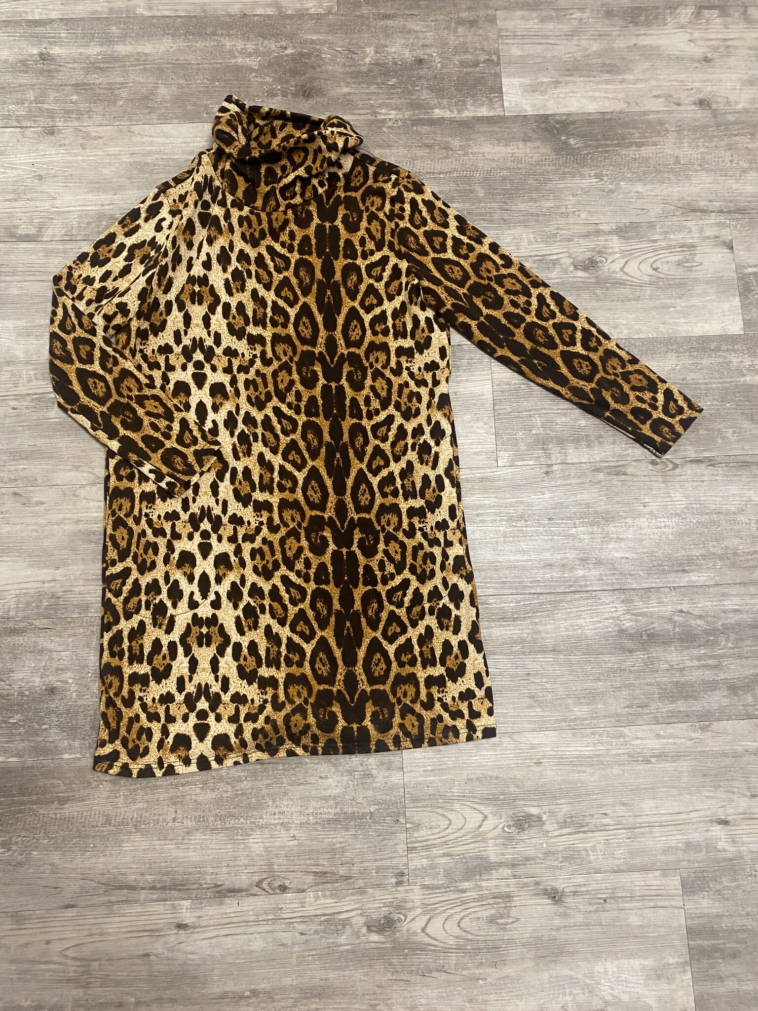 Leopard Dress with Cuffed Neck - Size 44