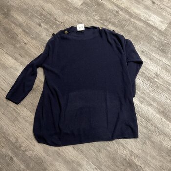 Navy Shoulder Button Sweater Size 16