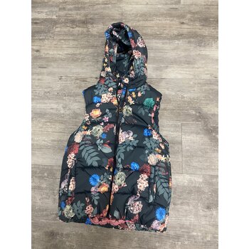 Floral Olive Puffer Vest - Size 146/152