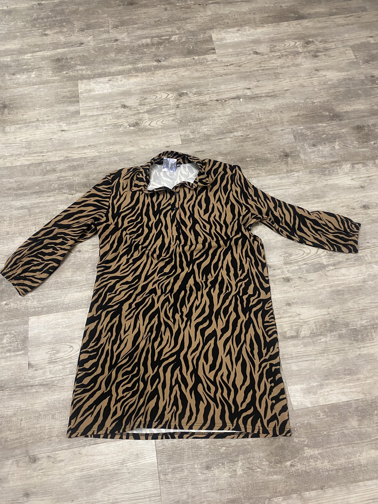 Tan and Black Zebra Print Dress - Size 44