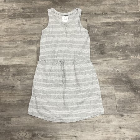 Grey Melange Dress with White Stripes - Size M