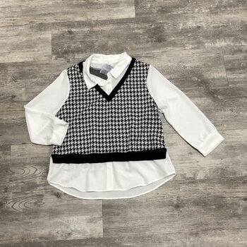 White Blouse with Attached Vest - Size L