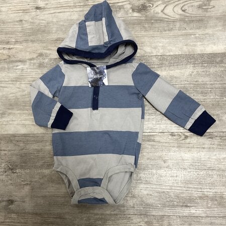 Grey and Blue Striped Onesie - Size 12M