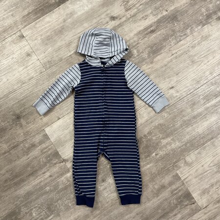 Blue Mix Striped Hooded Sleeper Size 12m