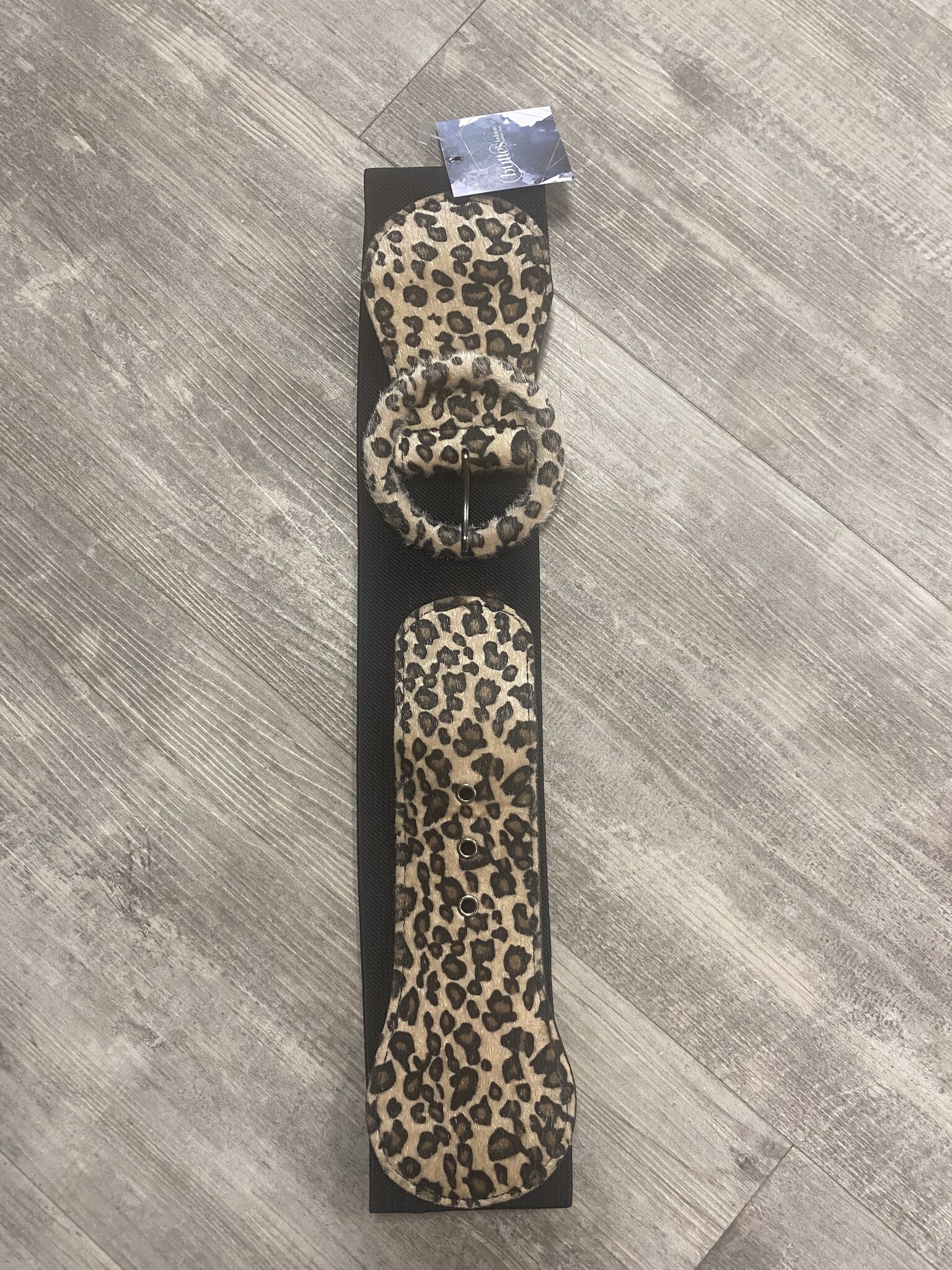 Wide Leopard-print Belt